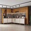 Ver imagem 1 de Cozinha Completa Venaly 20 Portas 2 Gavetas Cinamomo/Off White - Henn