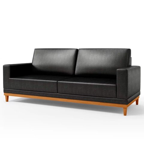 Sofá 3 Lugares 200cm Living Sala de Estar Kayrós D05 Sintético Preto - Mpozenato