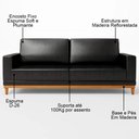 Ver imagem 3 de Sofá 3 Lugares 200cm Living Sala de Estar Kayrós D05 Sintético Preto - Mpozenato