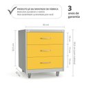 Ver imagem 2 de Gaveteiro de Aço 3 Gavetas com Rodízios com Chave Preto para Escritório Amarelo/Cinza