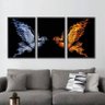 Quadro Arte Águias Fogo e Água Conjunto 3 PÇ com Moldura - 2