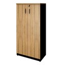 Ver imagem 2 de Armário Escritório 80cm X 160cm 2 Portas e Chave Mac Pr F5 Cor:macadâmia com Preto