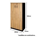 Ver imagem 3 de Armário Escritório 80cm X 160cm 2 Portas e Chave Mac Pr F5 Cor:macadâmia com Preto