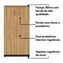 Ver imagem 6 de Armário Escritório 80cm X 160cm 2 Portas e Chave Mac Pr F5 Cor:macadâmia com Preto