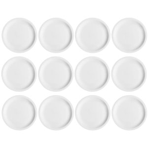 Jogo 12 Pratos de Sobremesa em Porcelana 19cm Classe Única Iguaçu Germer Branco