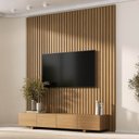 Ver imagem 1 de Rack com Painel Ripado TV 75 Polegadas Planejado 200x230cm Aruá CabeCasa MadeiraOriginals Marrom
