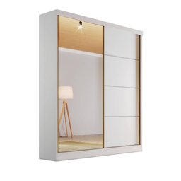 Guarda-roupa solteiro espelho 1,80m 100%MDF - Veneza-Branco - Bianchi Móveis - 1