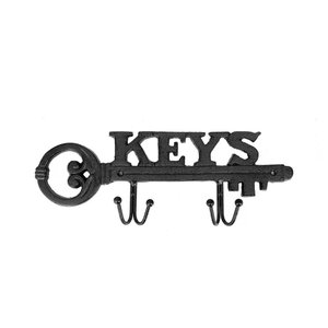 Porta Chaves para Parede em Ferro Preto 34cm