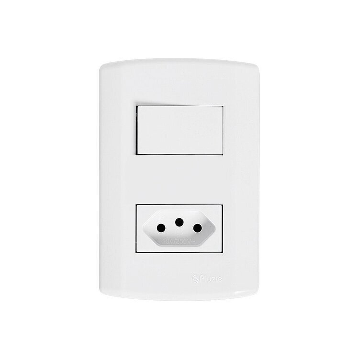 Conjunto de 5 Interruptores de 1 Tecla Simples e Tomada 2p+t 20a , Modular, com Placa 4x2 e Suporte - 2