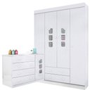 Ver imagem 1 de Cômoda e Guarda Roupa Infantil Lívia Branco Brilho - Phoenix
