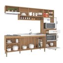 Ver imagem 4 de Cozinha Compacta 5 Peças 240cm 7 Portas 1 Gaveta Mel/Branco - Fellicci Móveis