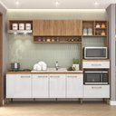 Ver imagem 1 de Cozinha Completa com Armário e Balcão 5 Peças 7 Portas 1 Gaveta 240cm CC120 Mel/Branco - Fellicci