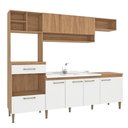 Ver imagem 2 de Cozinha Compacta 5 Peças 240cm 7 Portas 1 Gaveta Mel/Branco - Fellicci Móveis