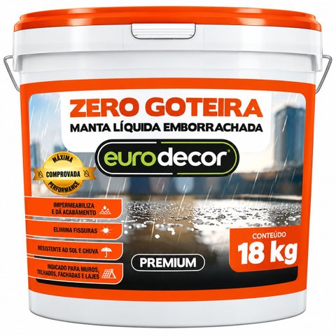 Manta Líquida Emborrachada Impermeabilizante Zero Goteira Vermelho Telha 18 kg - Eurodecor