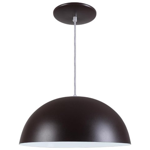 Pendente Meia Lua 34cm Luminária Alumínio Marrom