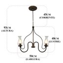 Ver imagem 2 de Pendente de Ferro Moderno com Cúpulas de Vidro Iluminação Rústica Libertas Rosas Artesanato 02 Lâmpa