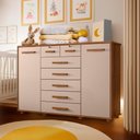 Ver imagem 6 de Cômoda para Quarto Infantil 7 Gavetas 2 Portas Jatobá Fendi Fiora Shop Jm