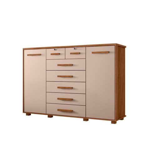 Cômoda para Quarto Infantil 7 Gavetas 2 Portas Jatobá Fendi Fiora Shop Jm