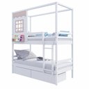 Ver imagem 3 de Beliche Casinha Reta 2 Gavetas Madeira Branco/rosa