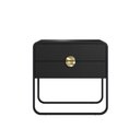 Ver imagem 2 de Mesa de Cabeceira Orgânica 60cm com 2 Gavetas e Pés em Metal Cor:nero com Preto