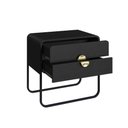 Ver imagem 4 de Mesa de Cabeceira Orgânica 60cm com 2 Gavetas e Pés em Metal Cor:nero com Preto