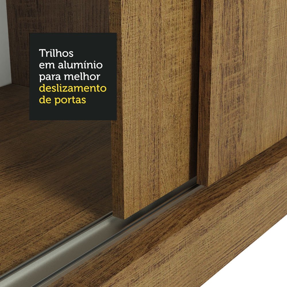 Guarda-roupa Solteiro Madesa Luke 2 Portas de Correr de Espelho Rustic Cor:rustic - 8