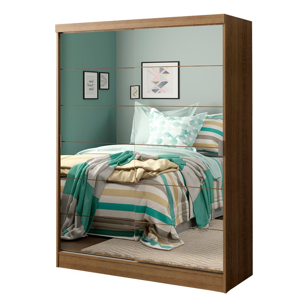 Guarda-roupa Solteiro Madesa Luke 2 Portas de Correr de Espelho Rustic Cor:rustic - 2