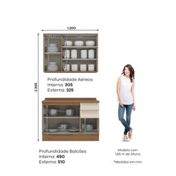 Cozinha Compacta 2 Peças com Tampo Yasmin Espresso Móveis - 4