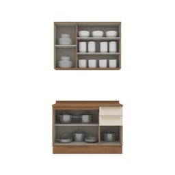 Cozinha Compacta 2 Peças com Tampo Yasmin Espresso Móveis - 3