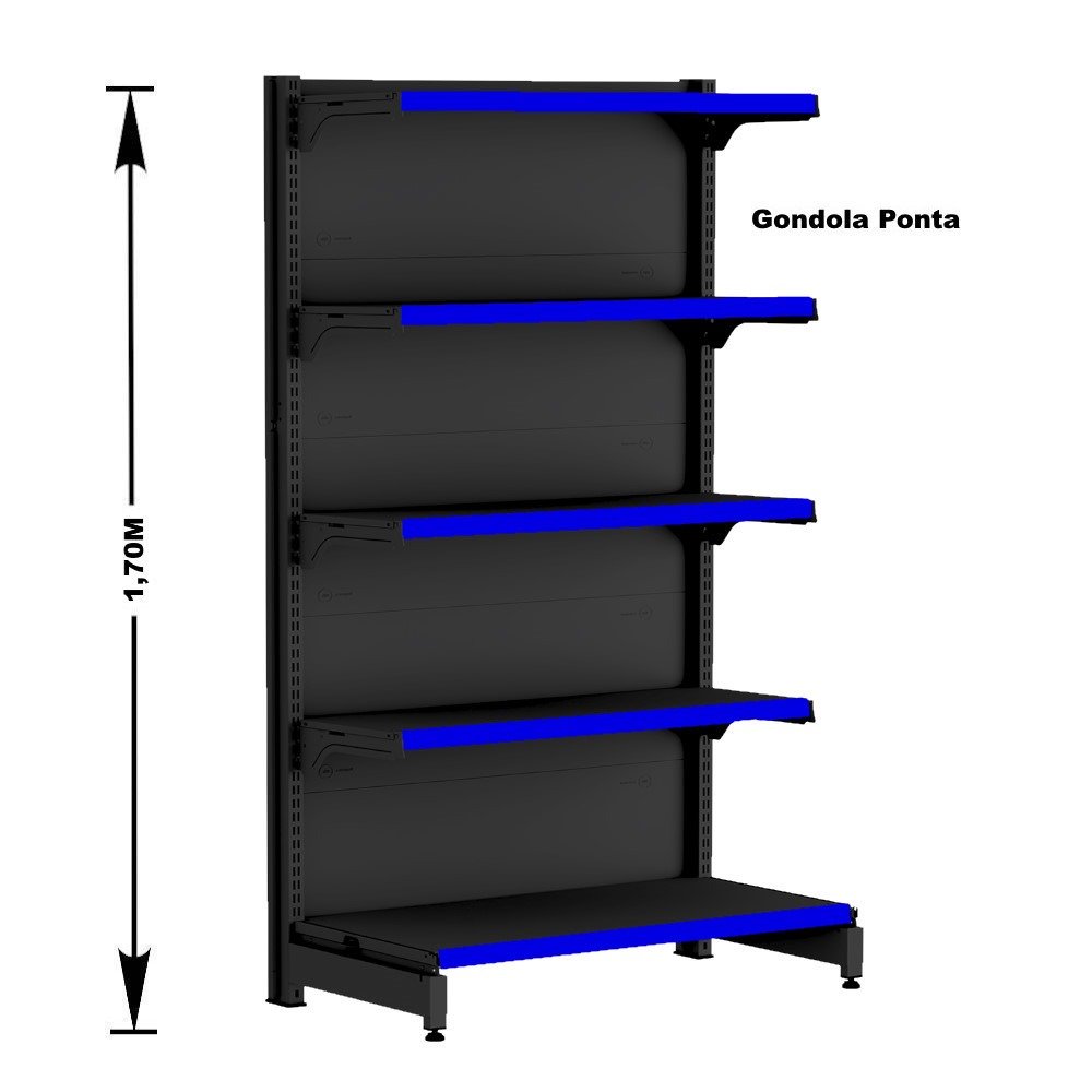 Gondola Centro 170 Fit Ate 3 Metros 2 Ponta Preto 40b Pe Azul - 4