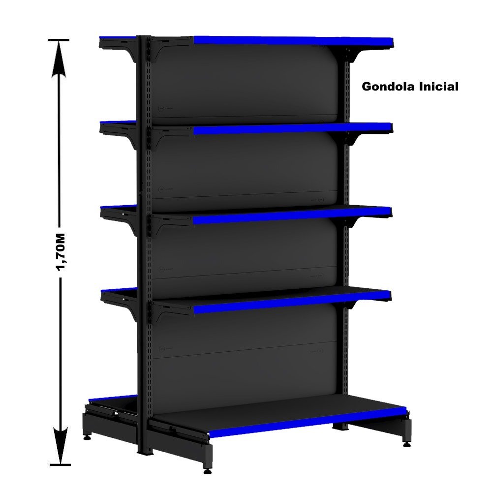 Gondola Centro 170 Fit Ate 3 Metros 2 Ponta Preto 40b Pe Azul - 2