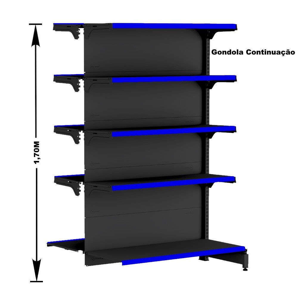 Gondola Centro 170 Fit Ate 3 Metros 2 Ponta Preto 40b Pe Azul - 3