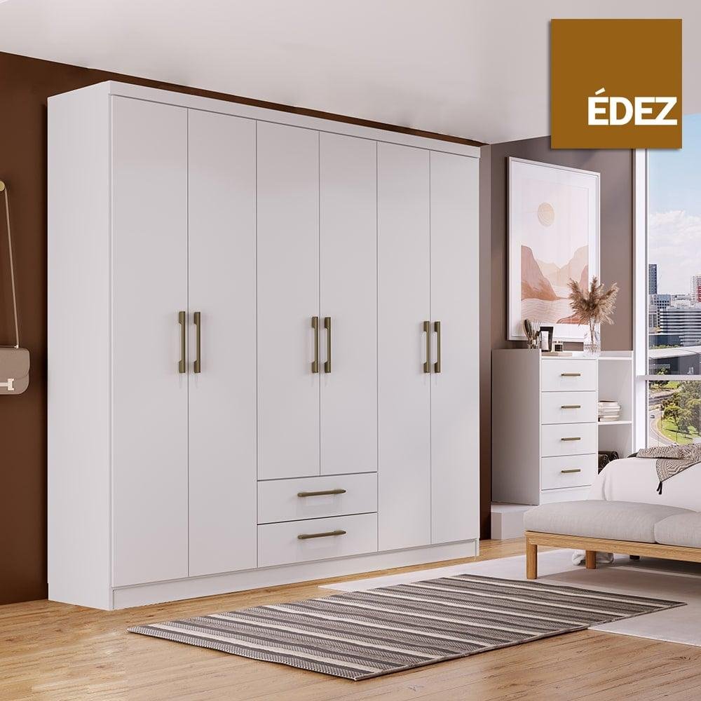 Guarda-Roupa Casal Édez Maze, 6 Portas 1,8 m, Off White