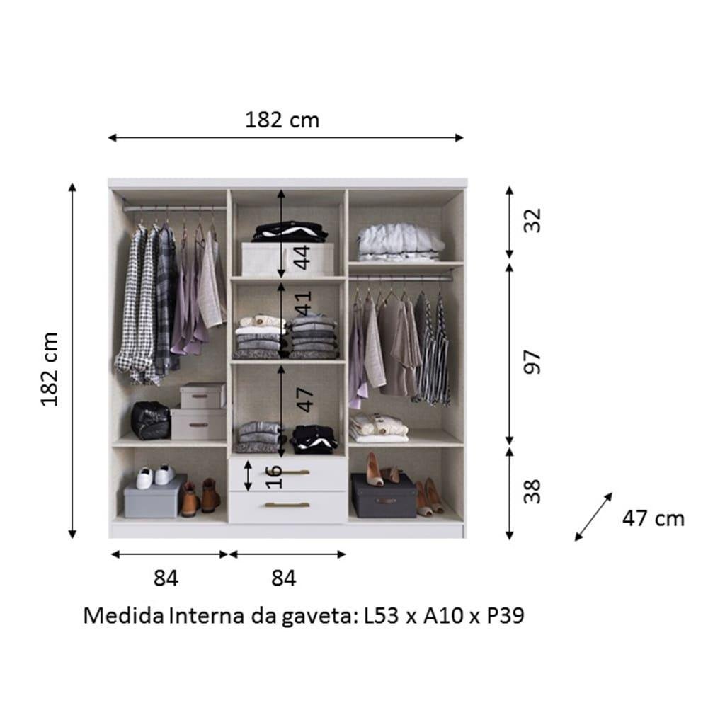 Guarda-Roupa Casal Édez Maze, 6 Portas 1,8 m, Off White