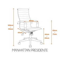 Kit 2 Cadeiras Escritório Presidente Esteirinha Corino Manhattan - 8