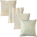 Ver imagem 1 de Kit 4 Capas de Almofadas Luxo Composê Adamascado, Listrado Geométrico e Medalhão Branco e Dourado 45