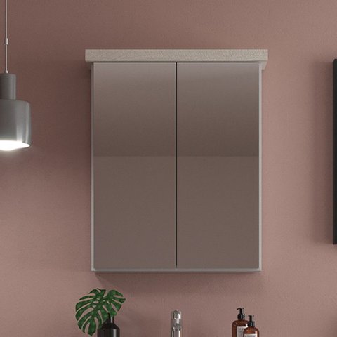 Armário de Banheiro 50cm 02 Portas Ref 501 Cewal - Branco/arenito