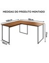 Ver imagem 5 de Mesa em L para Computador com Pé de Ferro Max 90x150 cm - Freijó