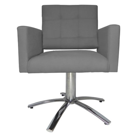 Poltrona Decorativa Camila Pés Metal Giratório Suede Cinza - DS Estofados