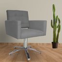 Ver imagem 2 de Poltrona Decorativa Camila Pés Metal Giratório Suede Cinza - DS Estofados