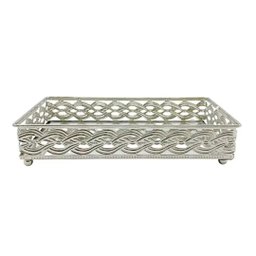 Bandeja Espelhada Retangular Francesa Prata 24cm X 13cm - Mek - 7