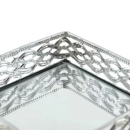 Bandeja Espelhada Retangular Francesa Prata 24cm X 13cm - Mek - 3