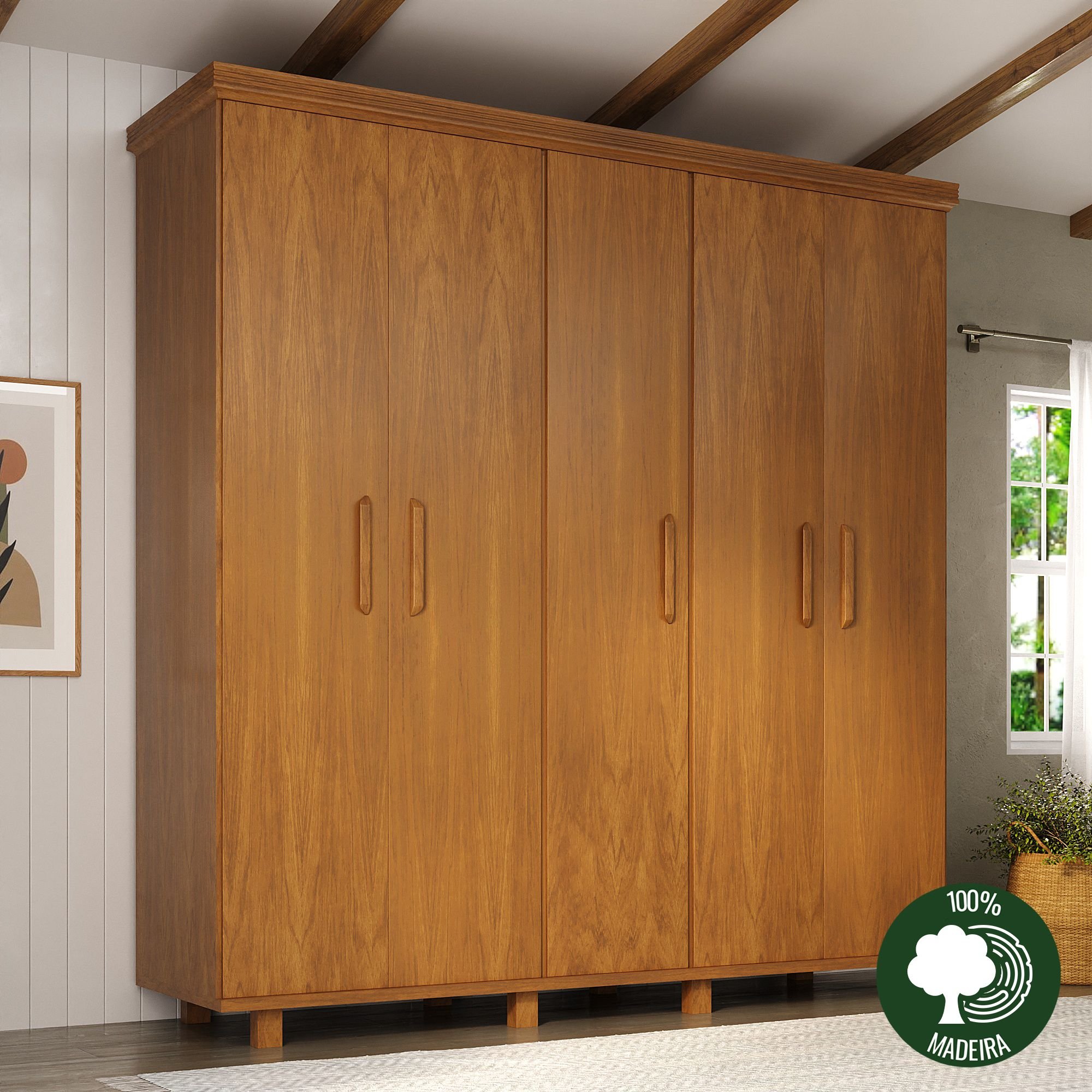 Guarda- roupa Ibiza 5 portas - 100% madeira  - 2