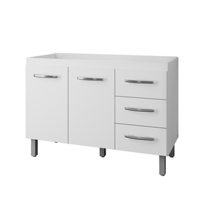 Balcão para Pia de Cozinha Bianca 1,20m 2 Portas 3 Gavetas Branco Q3 – Moblis