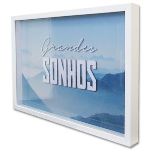Quadro Cofre Porta Objetos Grandes Sonhos TaColado Moldura Branca