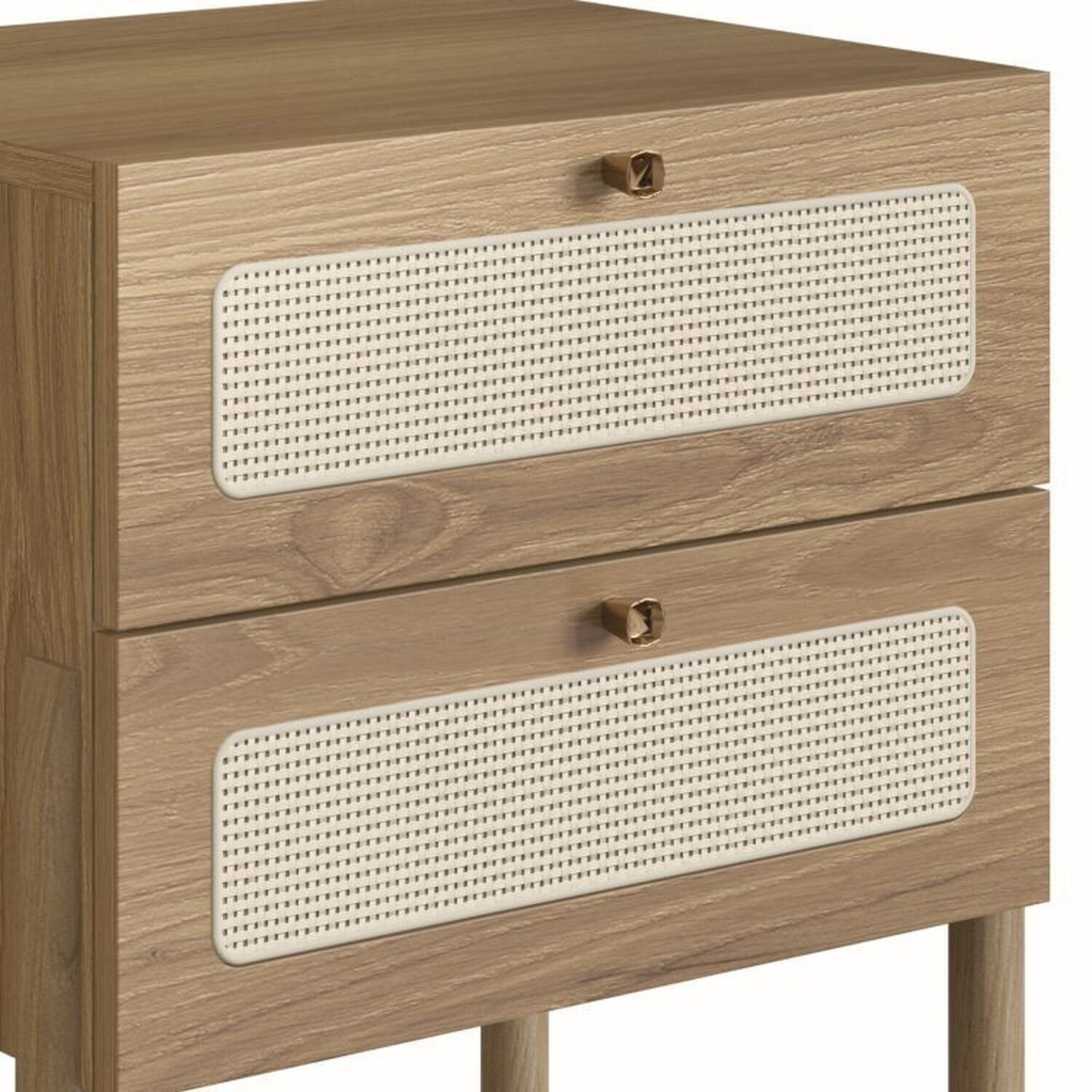 Conjunto Cabeceira Solteiro 90cm e Mesa de Cabeceira 2 Gavetas Pé Madeira Palhinha Oslo - 12