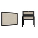 Ver imagem 2 de Conjunto Cabeceira Solteiro 90cm e Mesa de Cabeceira 2 Gavetas Pé Madeira Palhinha Oslo Nero Preto