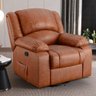 Poltrona do Papai Reclinável Sala de Cinema Madrid Glider Manual Giratória Massagem USB PU Caramelo  - 7