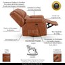 Poltrona do Papai Reclinável Sala de Cinema Madrid Glider Manual Giratória Massagem USB PU Caramelo  - 3