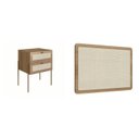 Ver imagem 2 de Conjunto Cabeceira Solteiro 90cm e Mesa de Cabeceira 2 Gavetas Pé Metal Palhinha Oslo Bege